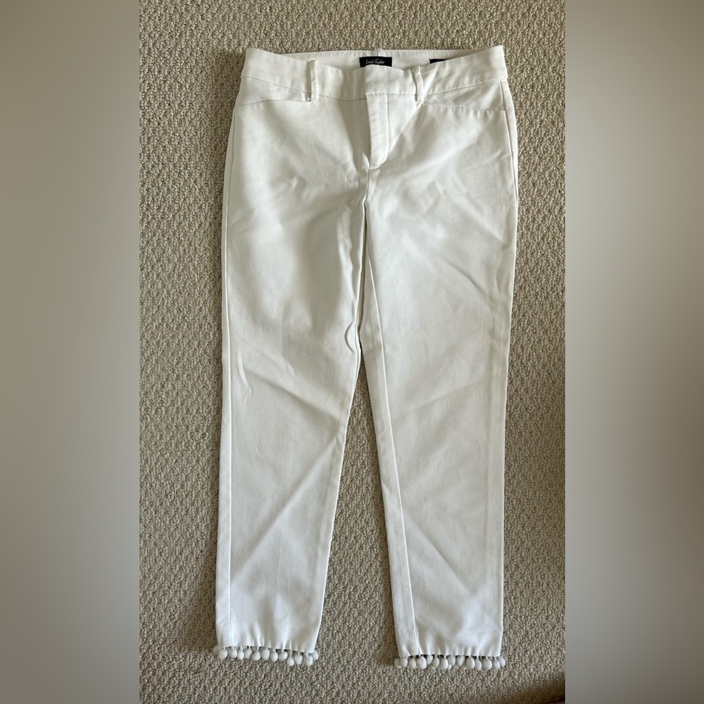 Size US 4 Lord and Taylor white dress pants with Pom poms